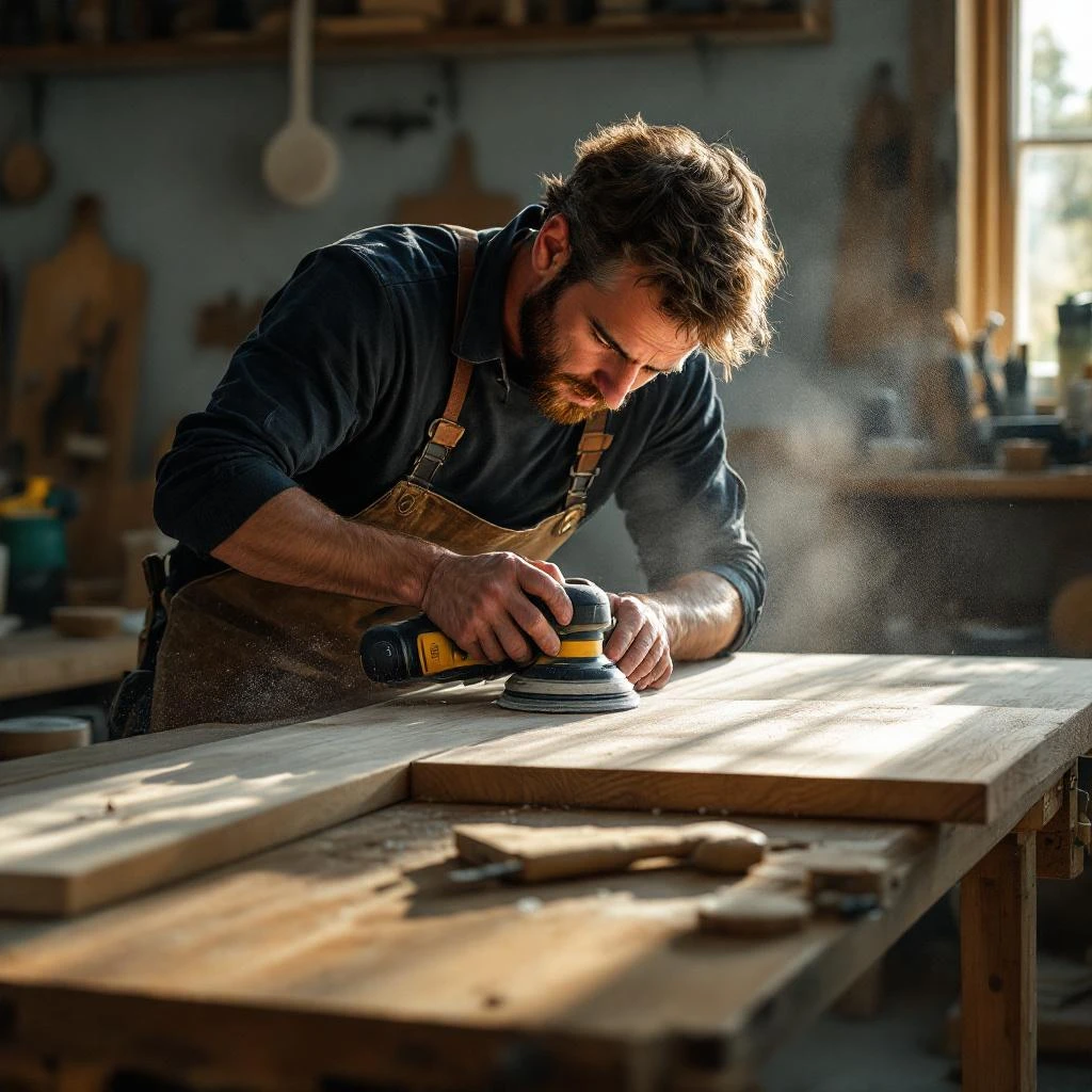 Handwerker traegt Putz auf Innenwand auf